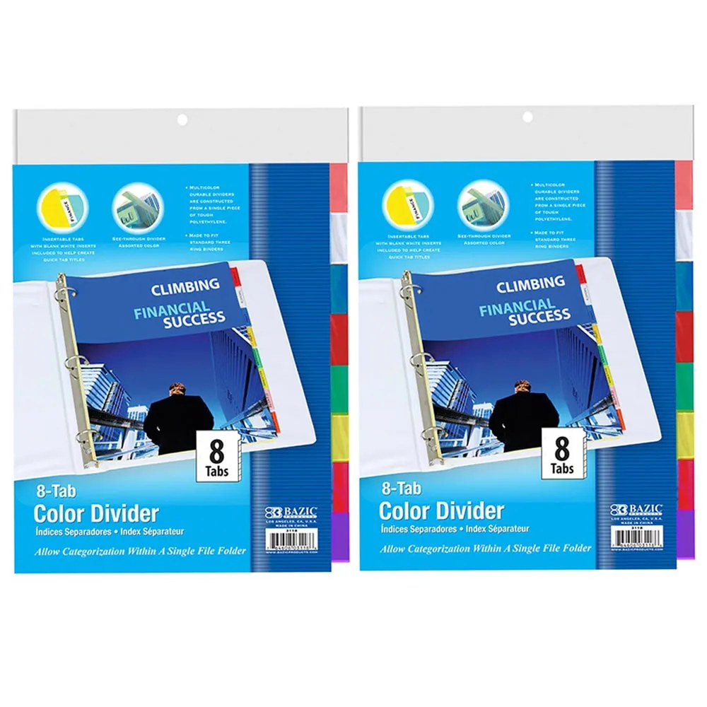 16 X Plastic Binder Dividers Tabs Table Contents Insertable Multicolor 3 Rings