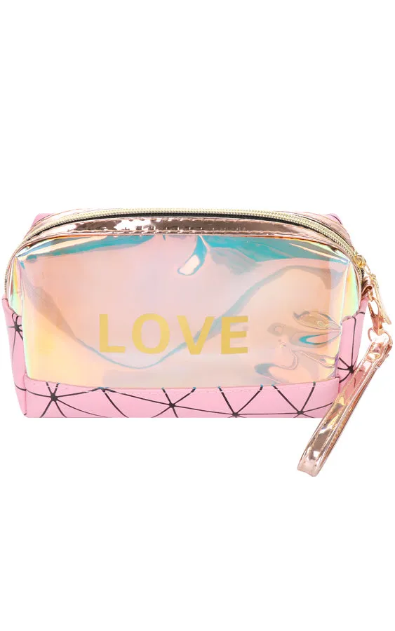 [BOGO] AO783 Pink Love Transparent Waterproof Cosmetic Bag