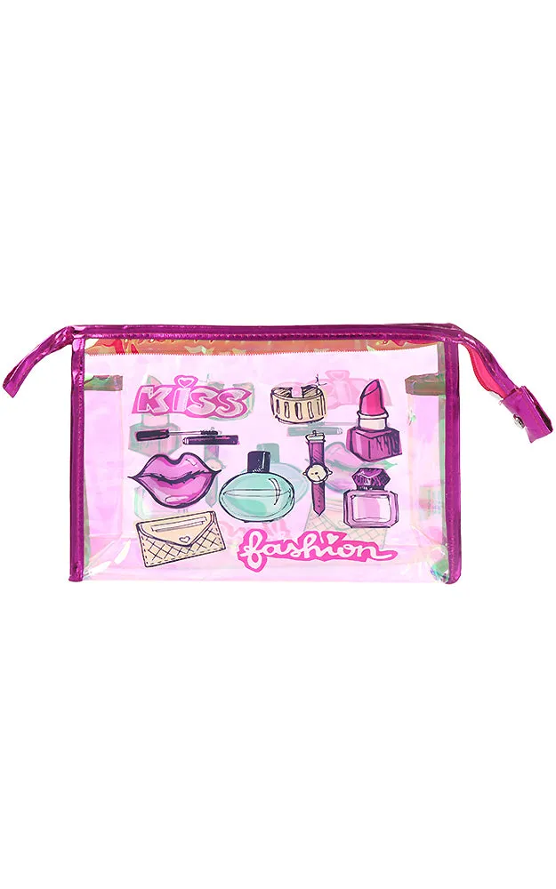 [BOGO] AO792 Hologram Fashion Items Transparent Waterproof Cosmetic Bag w/Zipper