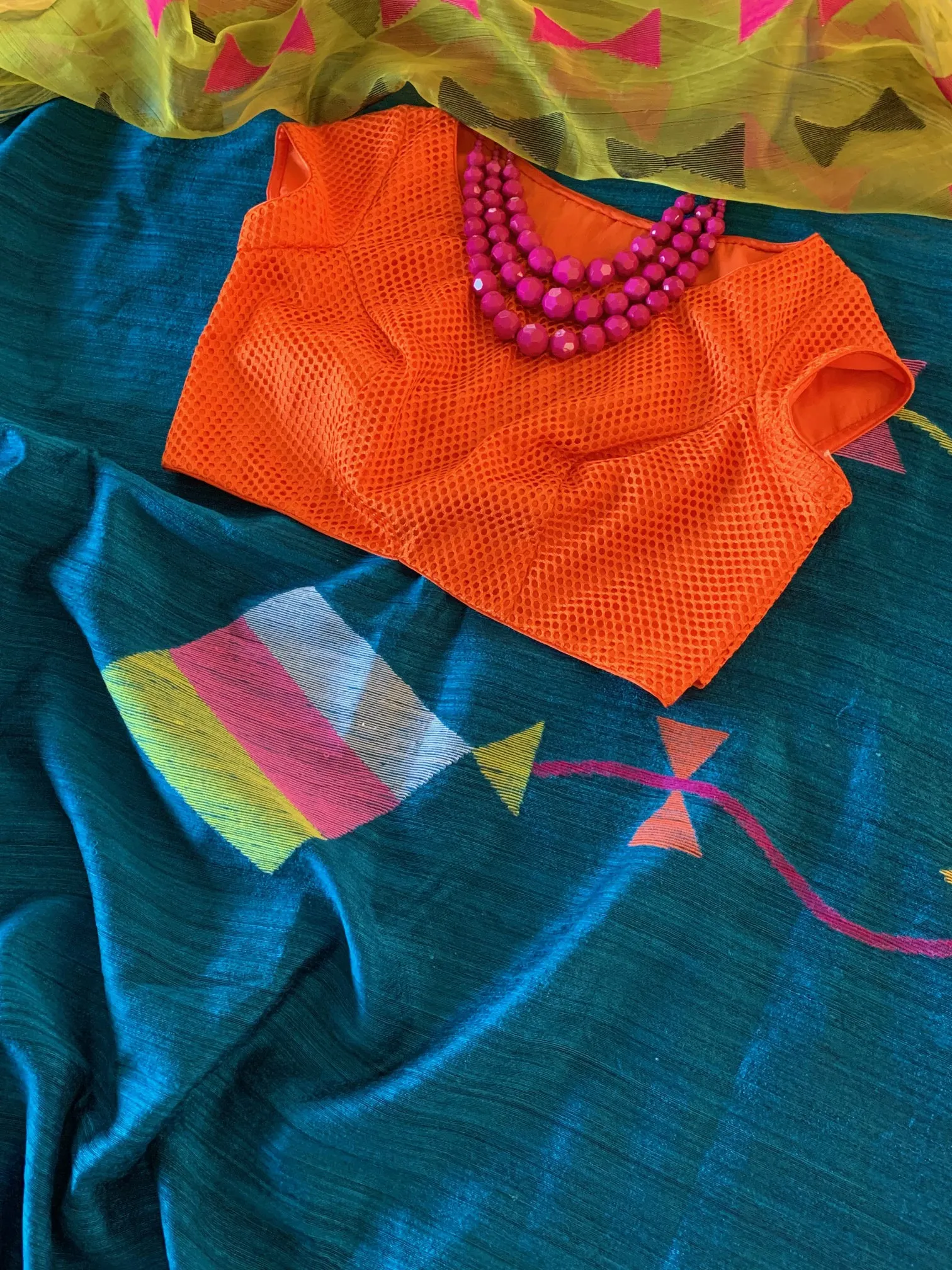 Deep Copper Sulphate Blue Matka Silk Saree