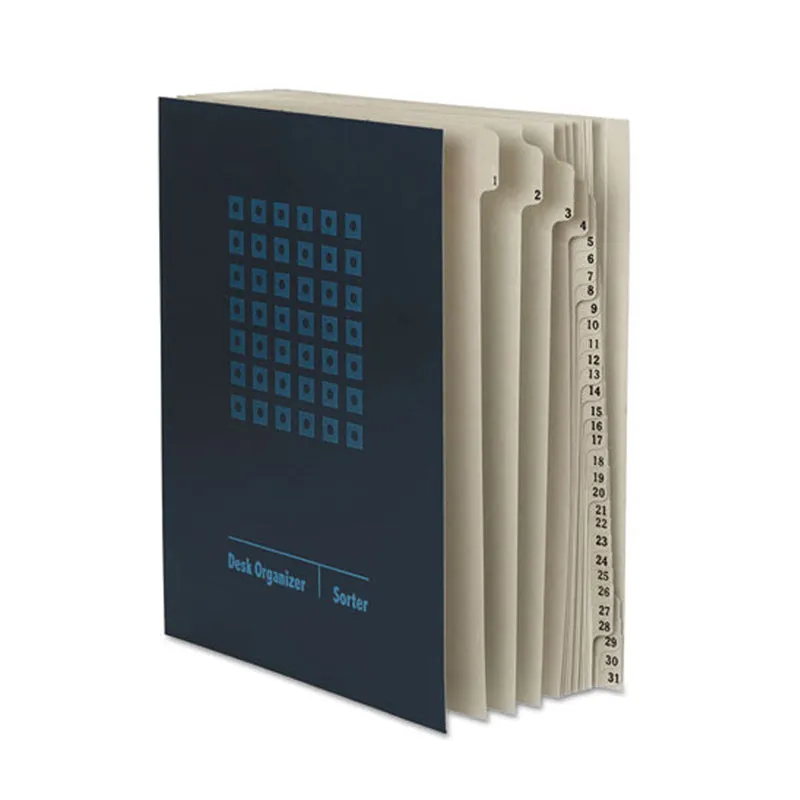 Deluxe Expandable Indexed Desk File, Navy Blue