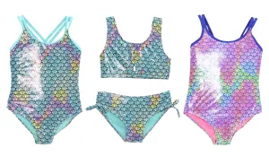 GX-ALTEL - Wholesale Little Girl's Foiled Seashell Print One-Piece & Two-Piece Swimsuits