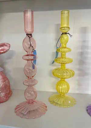 Hand blown Glass Candleholder
