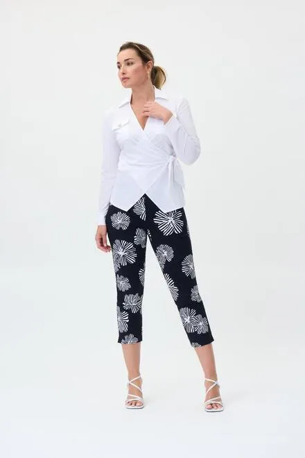 Joseph Ribkoff Belted V-neck Blouse Style 231018