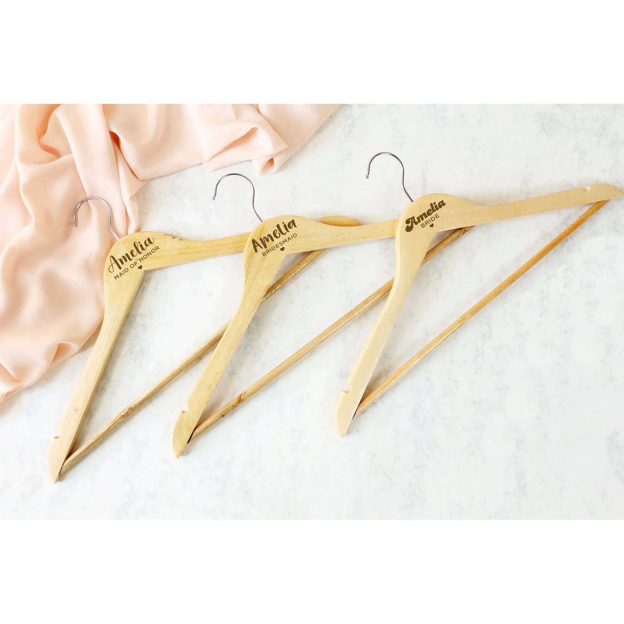 Personalized Wood Engraved Bride Hangers