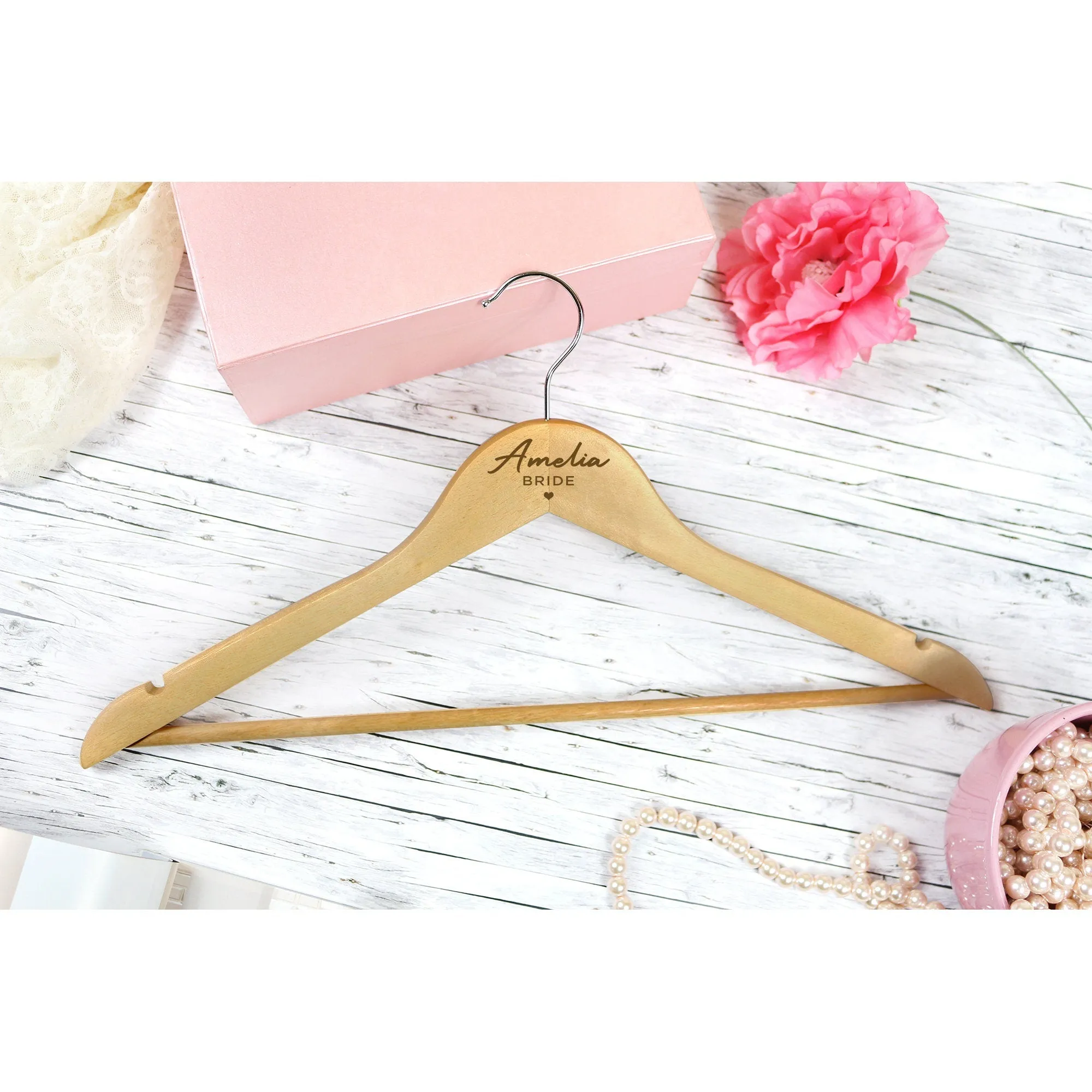 Personalized Wood Engraved Bride Hangers