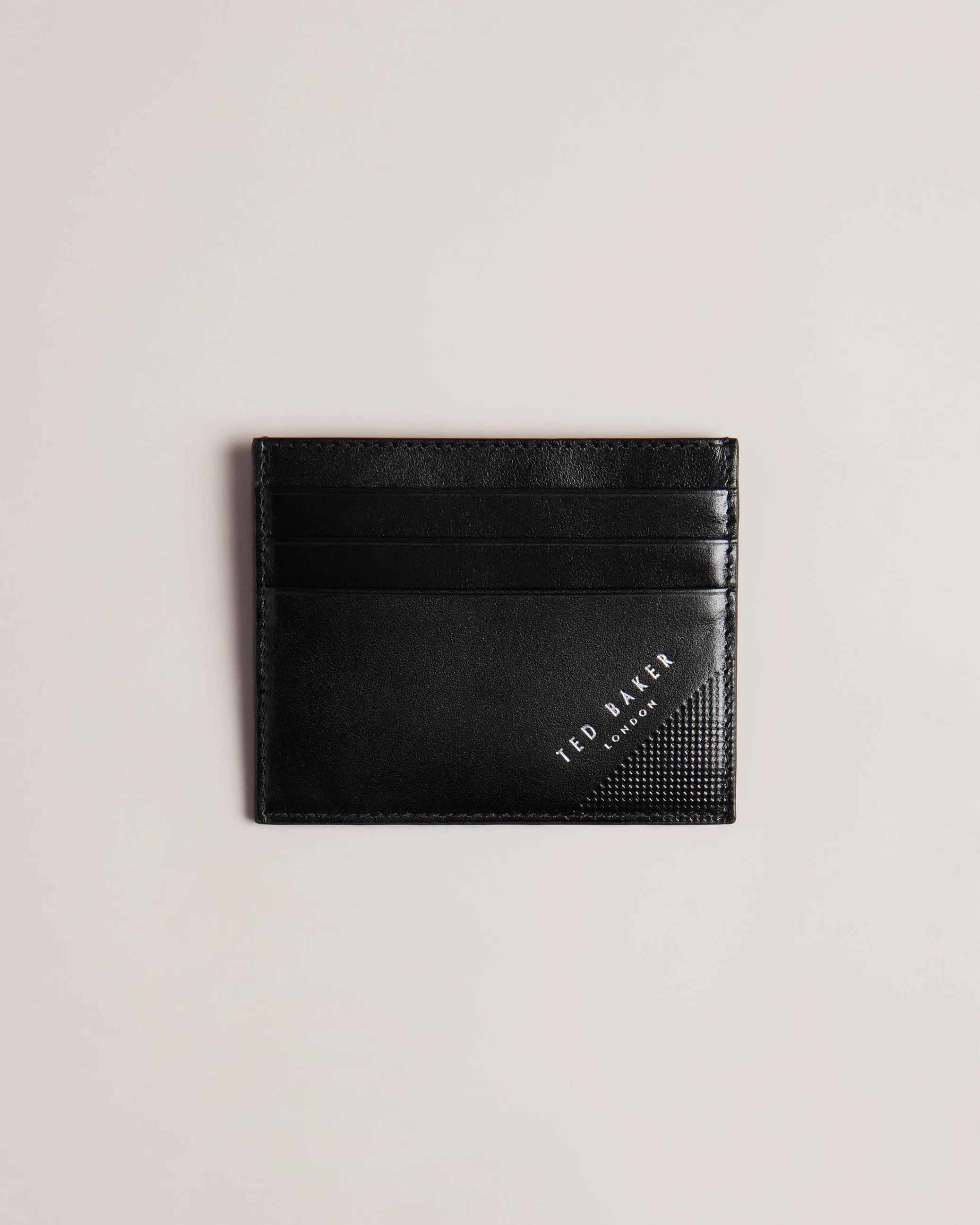 Raffle Embossed Corner Leather Card Holder Black