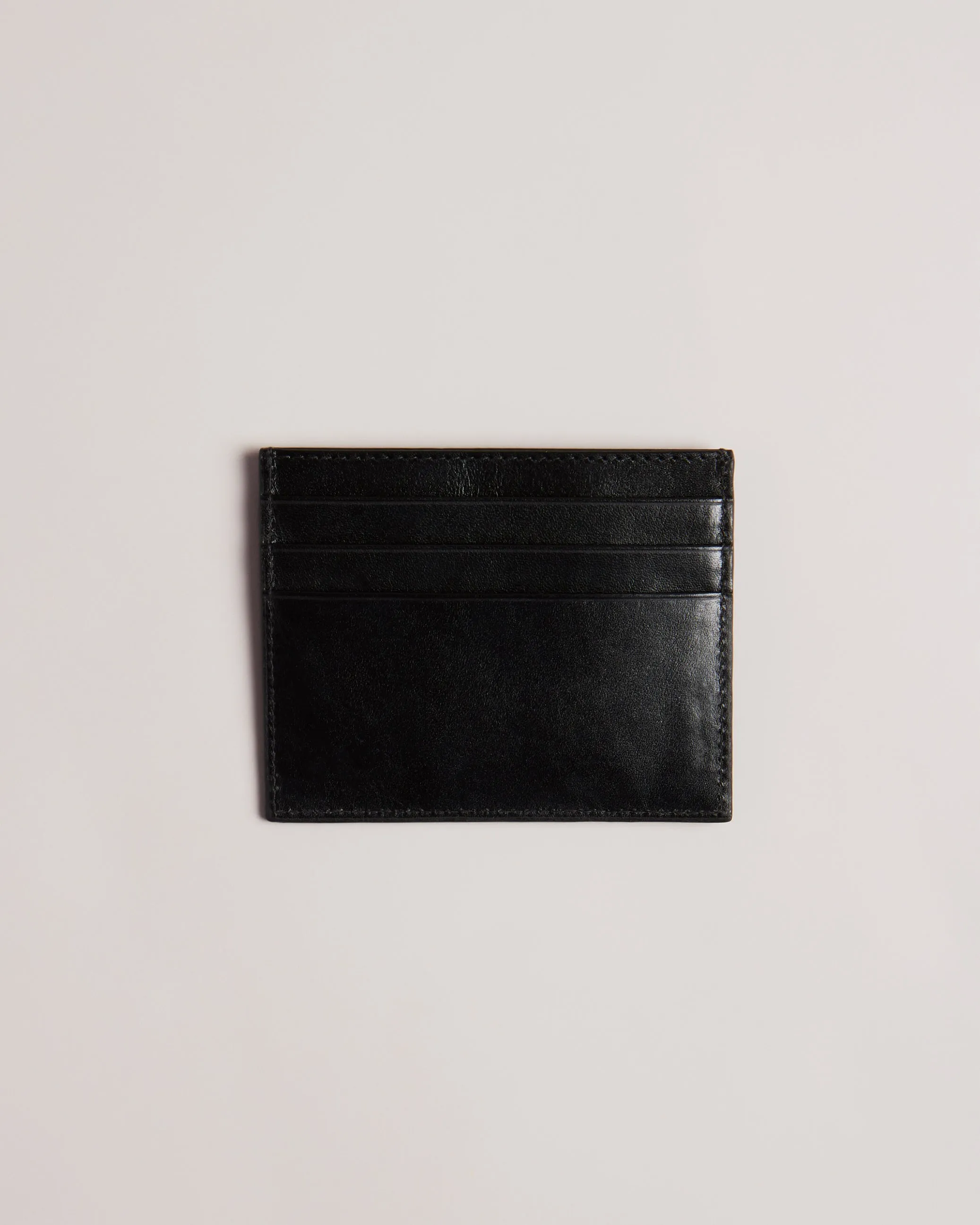 Raffle Embossed Corner Leather Card Holder Black