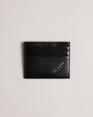 Raffle Embossed Corner Leather Card Holder Black