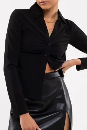 Shirred Button Down Top
