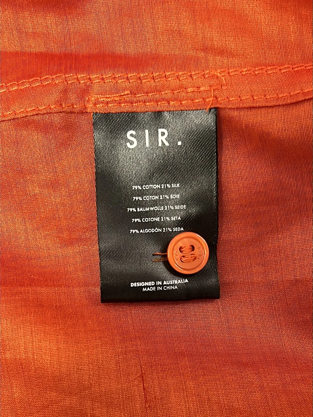 Size 10 - Yan Yan Chan x SIR Orange Shirt