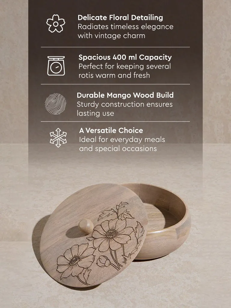 Westside Home Beige Floral Etched Roti Box
