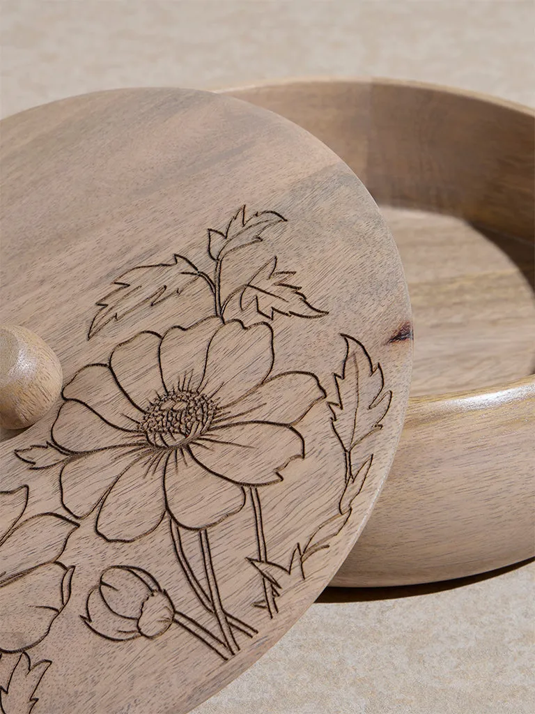 Westside Home Beige Floral Etched Roti Box