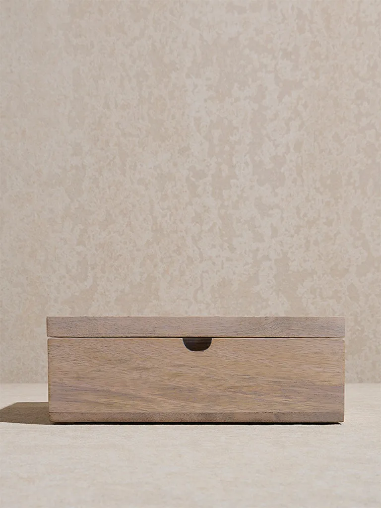 Westside Home Beige Floral Etched Wooden Nut Box