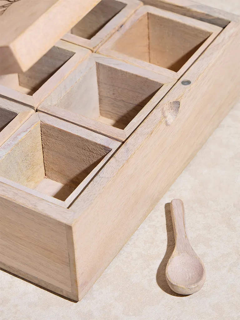 Westside Home Beige Wooden Masala Box