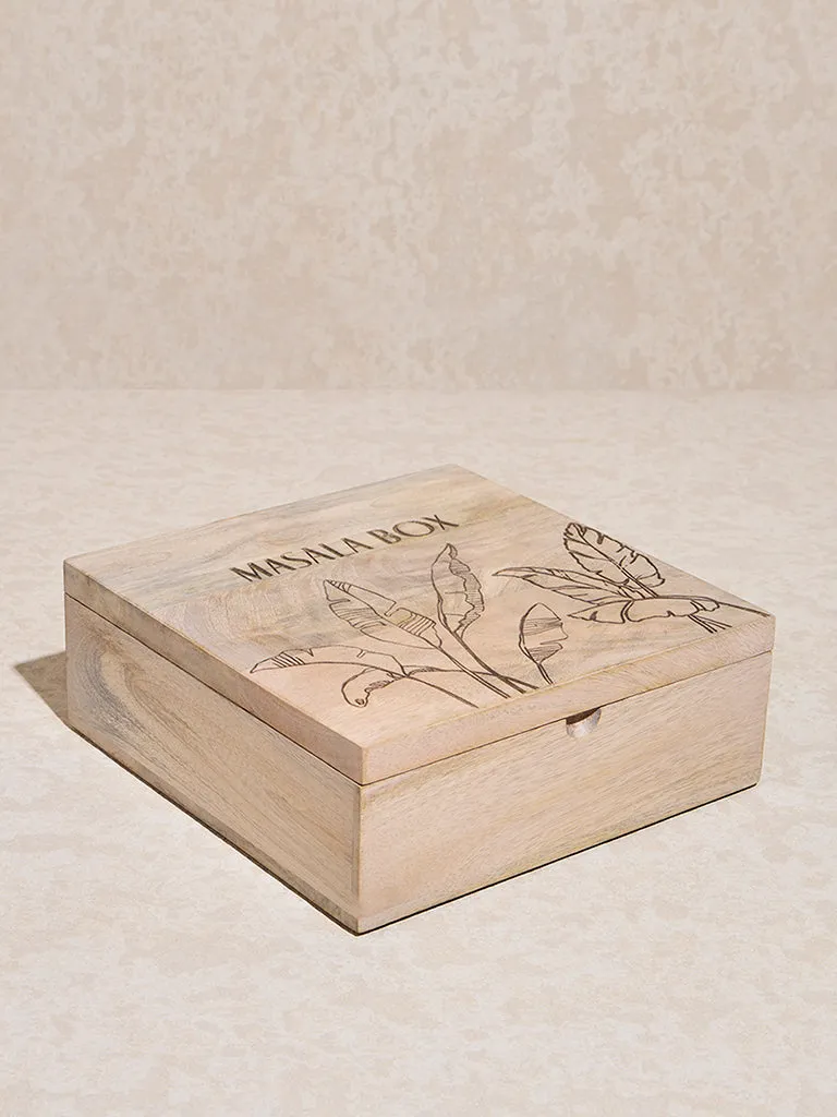 Westside Home Beige Wooden Masala Box