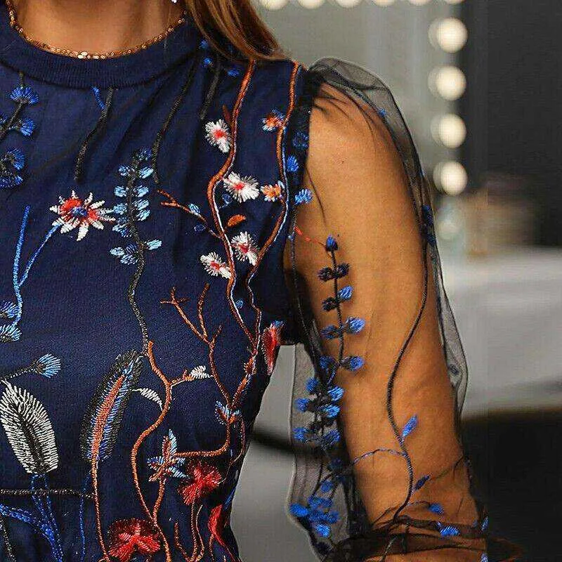 Women Embroidered Floral Long Sleeve Blouse